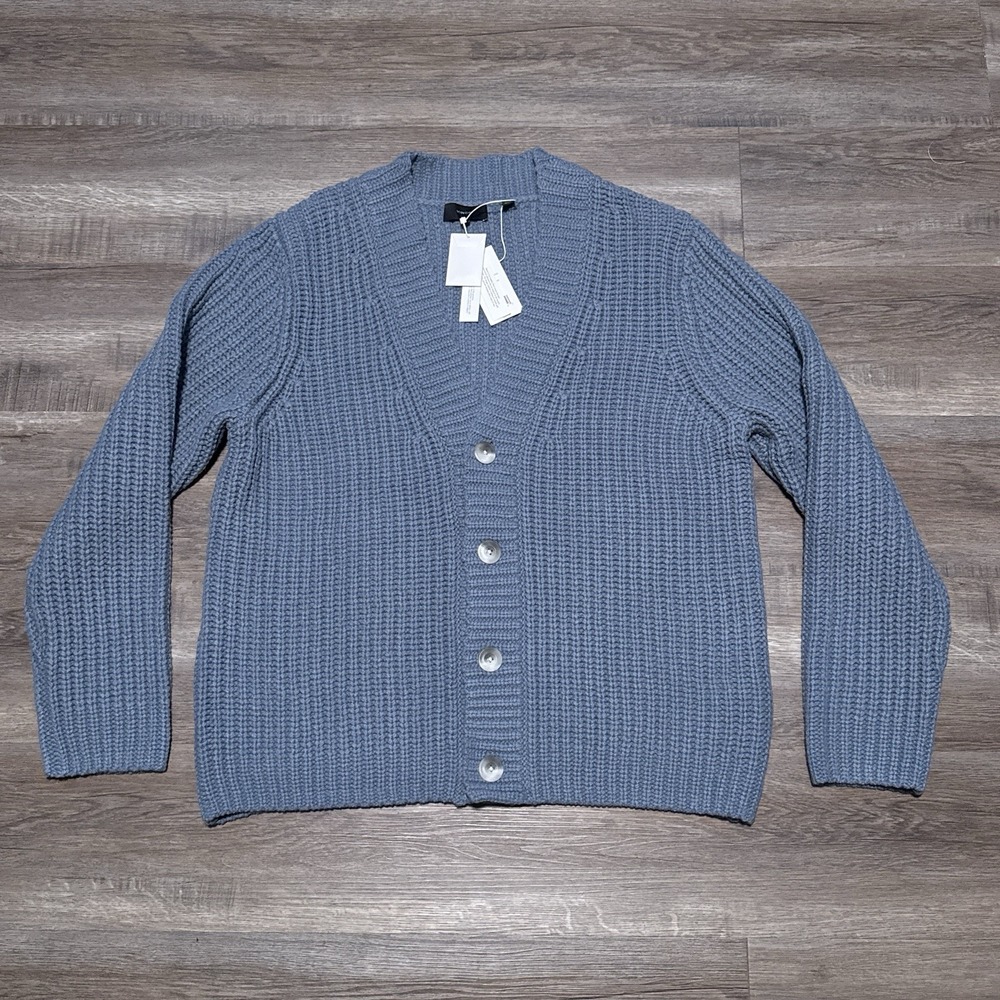 Vince Heirloom Cardigan Sweater Wool Cashmere Fisherman Blue Men's XL $645 NEW